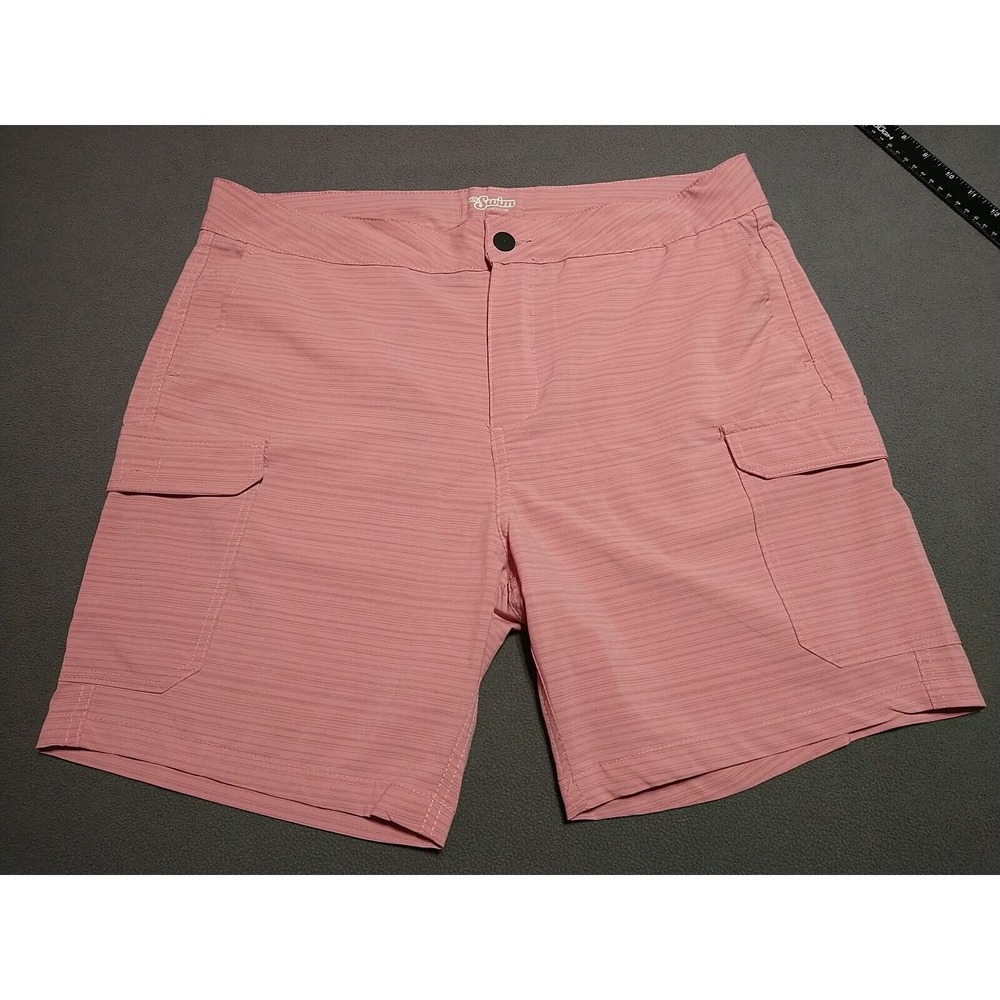 Mr.‎ Swim Serious Fun Hybrid Cargo Shorts Mens 36/7 Mauve Stripe Beach Surf Swim